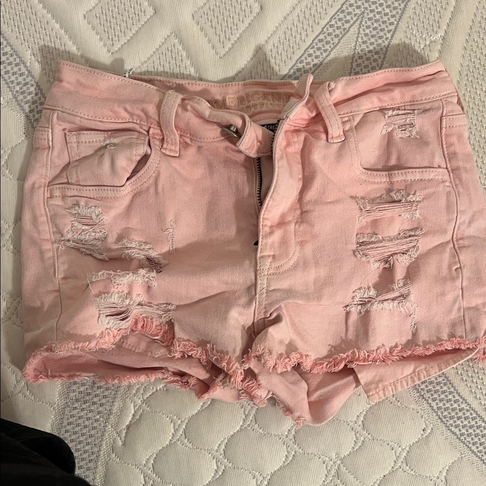 American Eagle Outfitters Pink Distressed Jean Shorts
